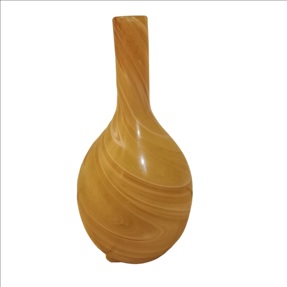 Vintage 70s Style Elegant Tan Swirl Vase
